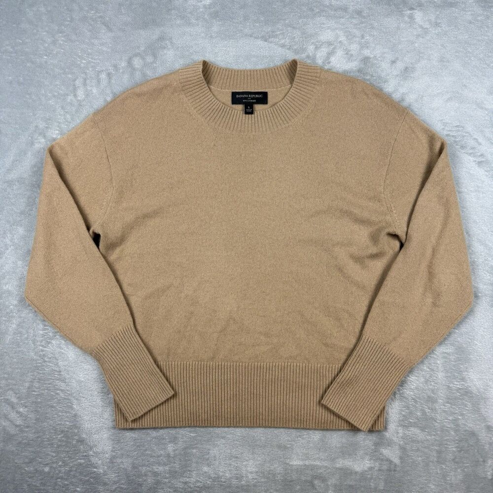 Banana Republic 100% Cashmere Crewneck Sweater Tan Beige Men’s Small